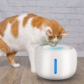 2.5L 84.54OZ Pet Water Fountain Smart Pet Drinking Fountain with LED Light 7 Pack Replaceable Filters Water Level Quiet Pump Dry-Run Protection C (Color: White)